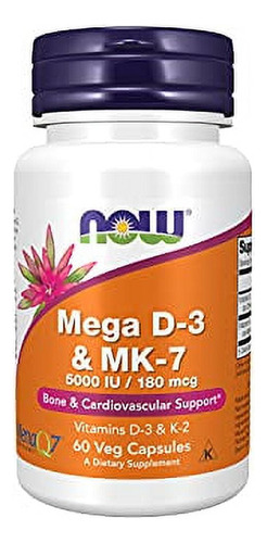 Mega D-3 & Mk-7 180 Mcg 60 Cápsulas Vegetales Now