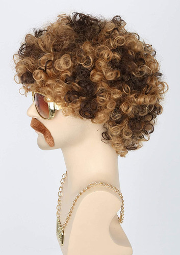 Peruca Topcosplay Anos 70 80 Disco Hippies Afro Short Curly