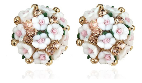 Lindos Aretes De Flor De Rosa, Aretes De Flor De Planta De Y