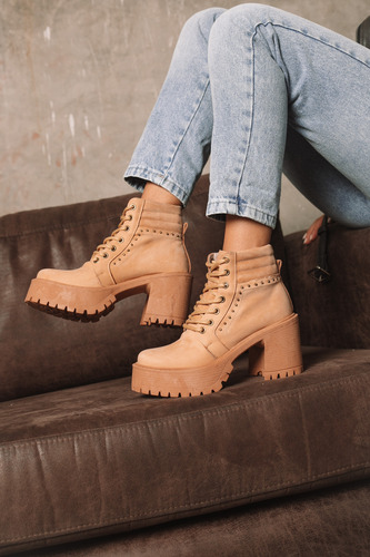 Borcegos Mujer Cuero Taco Alto Plataforma Botas Moda Romi