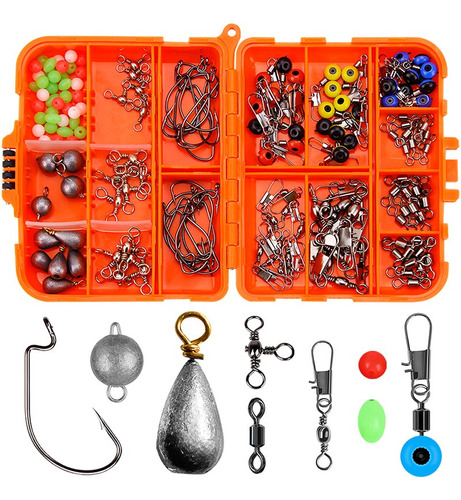 Kit De Pesca 165pcs ( Cáncamos, Giradores, Anzuelos Y Mas)