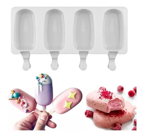 Molde De Silicona X4 Palito De Helado Freezer Paleta