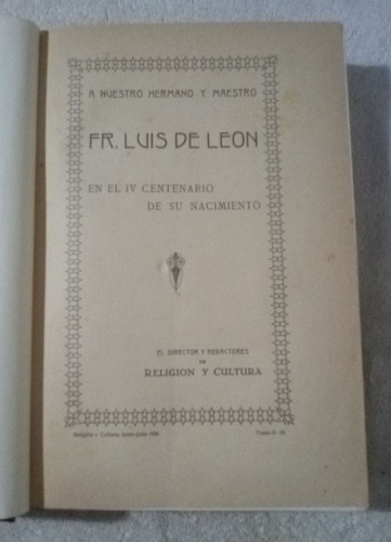 Fray Luis De León En El 4 Centenario De Su Nacimiento 192 