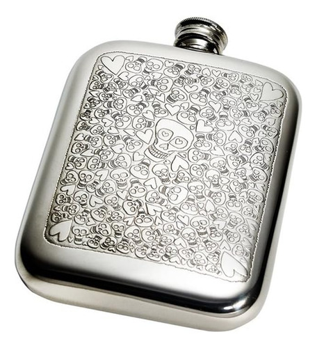 Wentworth Pewter- Love Skull Cojín De Peltre De 6 Oz, Petaca