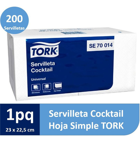 Servilleta Cocktail Tork Universal 1 Paq. De 200 Unidades