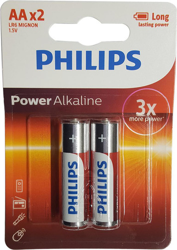 Kit 10 Cartelas De Bateria 2aa 1,5v Philips Com 2 Unidades