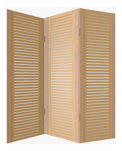 Biombo Divisor De Ambiente Ripado - 3 Folhas Cor Marrom-claro
