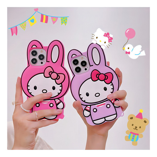 Funda Para iPhone Sanrio Hello Kitty Head My Melody 3d Lindo Color A2 For 12pro