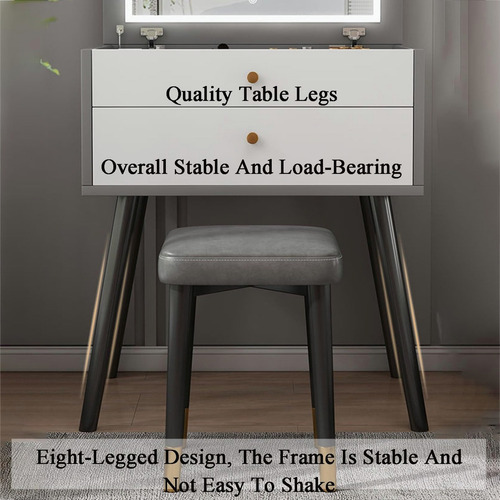 Tocador De Dormitorio Con Cajones Espejo Modernos Led Blanco