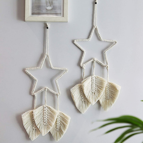 2 Piezas Colgante Macramé Pared Atrapasueños Borlas Decoraci
