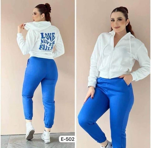 Conjunto Pants De Moda Para Dama Azul Lisa L