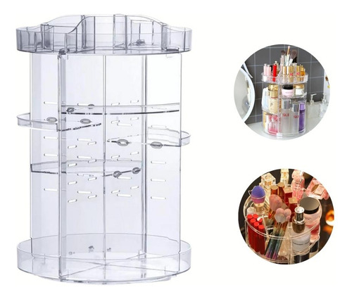 Organizador Cosméticos Redondo Giratório Elegante Paramount Cor Transparente