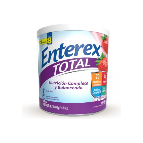 Enterex Total Polvo Fresa, Proteína, Vitaminas, Y Minerales