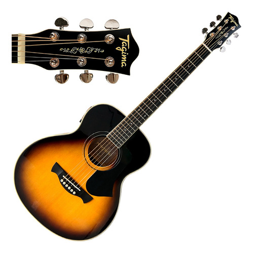 Violão Elétrico Tagima Porteno Vbs Cor Vintage Sunburst Mini Vintage Sunburst Destro Ébano