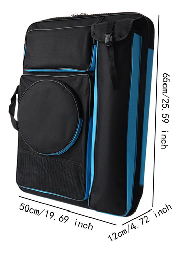 Case De Cartera De Arte A4, Mochila Artista, Pan Azul Negro