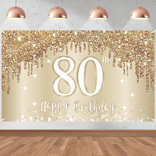 Cartel De Feliz Cumpleaños Número 80 Para Mujer, Decoración 