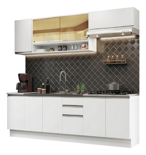 Cocina Integral Completa Modular Madesa Glamy 240cm Color Blanco 12