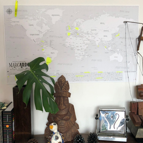 Mapa Marcando El Mundo, Lámina Para Resaltar Tus Viajes