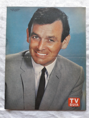 Antiguo Poster Tv Guia N° 52 David Janssen El Fugitivo