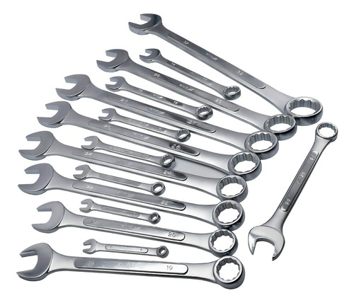 Juego de 16 llaves milimétricas mm combinadas Española- Estriada de acero con estuche de vinil portátil de uso profesional Modelo KN 3200-16M KNOVA