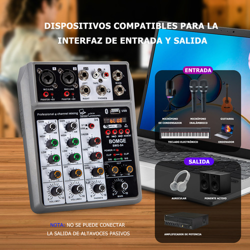 Bomge S4 Consola Mezclador Profesional De 6 Canales Bt Usb