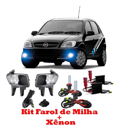 Kit Farol Milha + Xenon 8000k Celta 2007 2008 2009 2010 2011