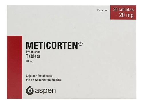 Meticorten Prednisona Caja C/30 Tabletas De 20 Mg