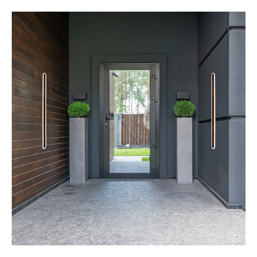 Aplique Lineal Exterior Led 15w Pared Difu 60cm Gari Pack X3 Estructura Negro Cálido
