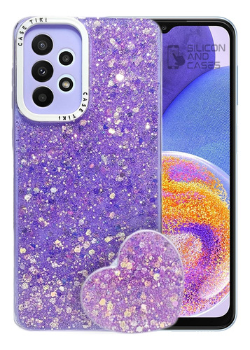 Carcasa Para Samsung A23 Glitter Incluye Pop Socket