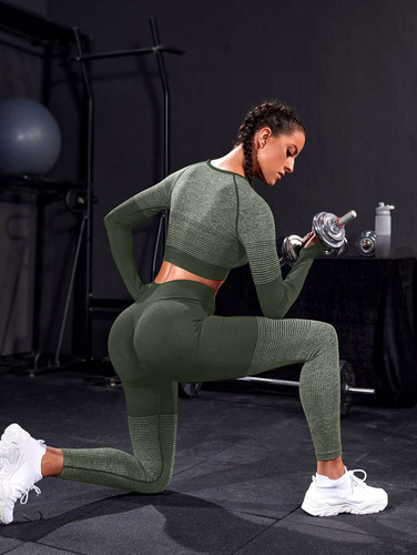 Conjunto Deportivo Mujer Calza + Top Mangas Largas Premium