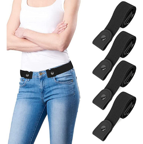 4pcs Cinturón Para Mujer Ajustable Cintoelástico Sin Hebilla
