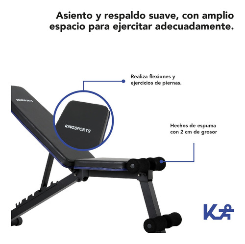 Banco Para Pesas Plegable Inclinado Entrenamiento Fitnness