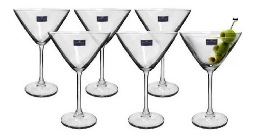 Jogo 4 Taças De Cristal Bohemia Titânio Para Martini 280ml