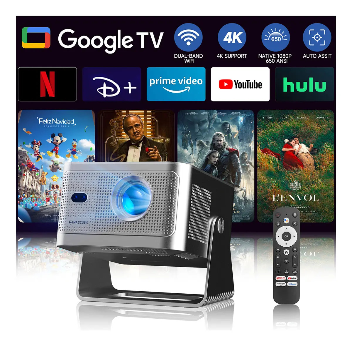 Proyector Magcubic HY350GT con Google TV y 900 ANSI Full HD