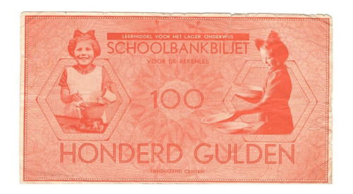 Billete Holanda 100 Gulden (billete De Escuela) Niñas Cocina