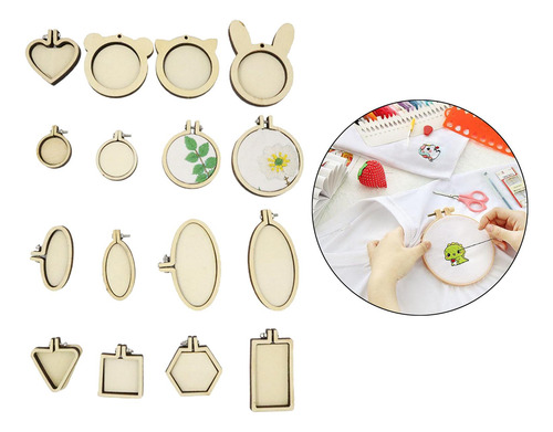 Pequeño Aro De Bordado Diy Colgante De Mini 16 Piezas