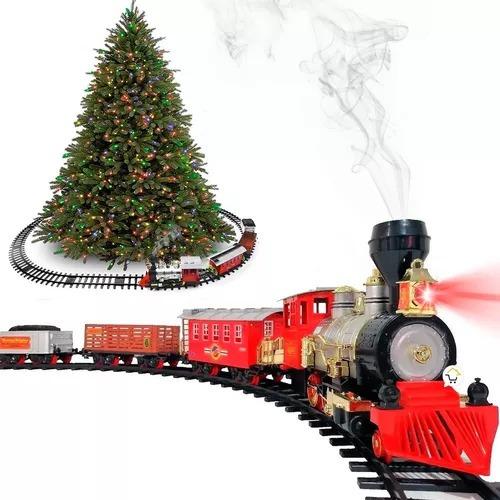 Tren Clásico 24 Piezas Luces Sonidos Árbol Navidad Tcno3