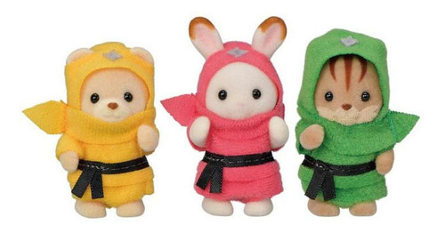 Boneca Sylvanian Families Baby Trio Ninjas Epoch Magia 5616