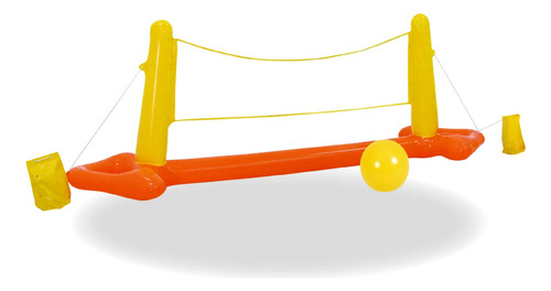 Inflable Vóley Para Pileta C/pelota, Juego P/agua - 12946 Color Naranja Con Amarillo