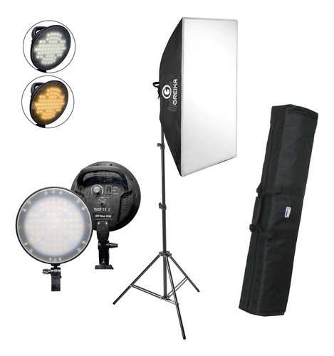 Softbox Greika Led Max 45w Com Dimmer 50x70cm Bicolor Cor Da Luz Quente E Fria Cor Da Estrutura Preto Voltagem 110v/220v Bivolt