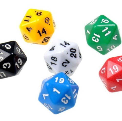 Conjunto 6 Dados D20 Coloridos Rpg D&d Magic Tormenta