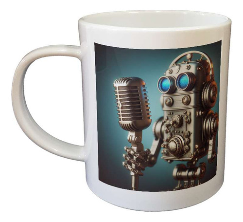 Taza Plastico Microfono Vintage Robot Radio Musica M3