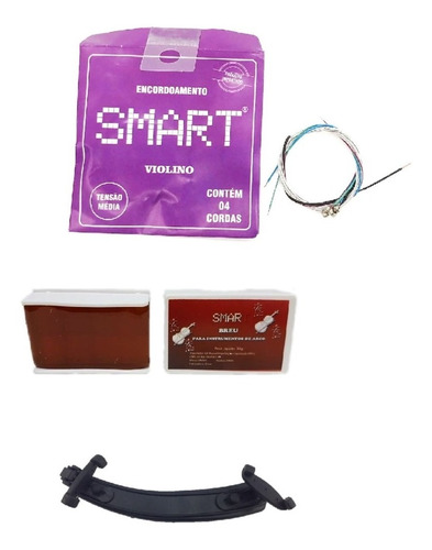 Kit Espaleira + Breu 10g  + Corda Para Violino 4/4 Smart