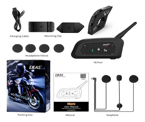 Combo Intercomunicador Ejeas V6 Pro + Euc Control Manillar