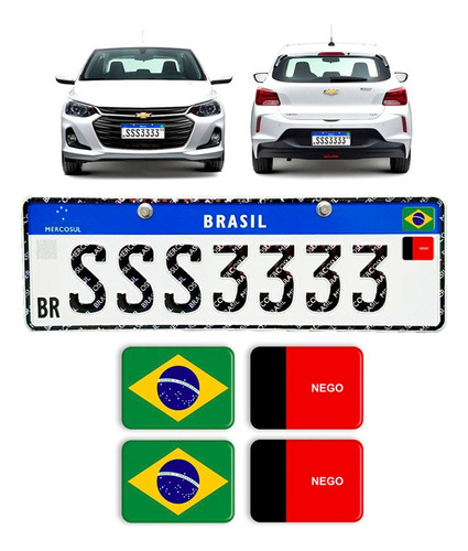 Adesivos Bandeira Brasil E Paraíba Placa Nova Carro Resinado