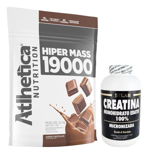 Atlhetica Hiper Mass 19000 3.2kg + Creatina Sylab 300g