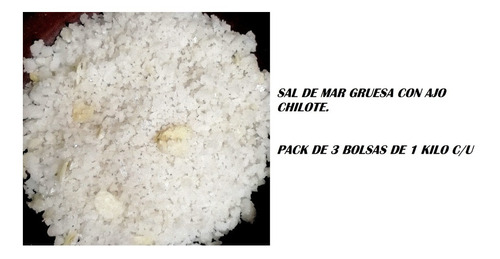 Sal De Mar Con Ajo Chilote, Pack De 3 Bolsas De 1 Kilo, Neny