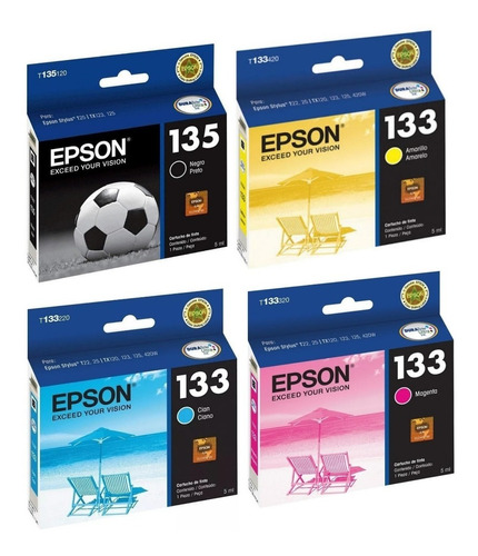 Combo Cartuchos Originales Epson 135 Negro Y 133 Colores