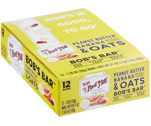 Galletas Bob´s Red Mill Barras Peanut Platano 12pzas.