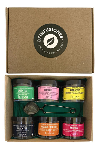 Caja De Té Negro Y Té Verde En Hebras 6 Variedades + Infusor